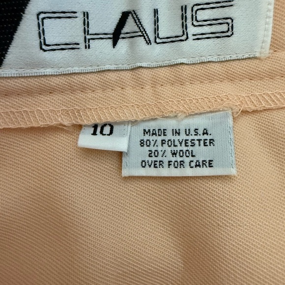 Chaus Vintage Peach Blouse Pleated Long Sleeve Button Down Gold Buttons Contrast - Picture 4 of 6